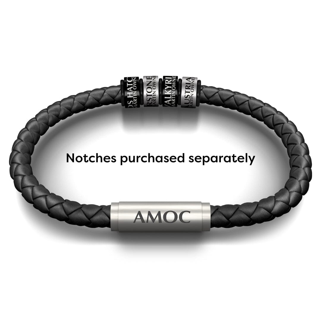 PREMIUM LEATHER AMOC NOTCH BRACELET (BLACK)