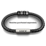 PREMIUM LEATHER AMOC NOTCH BRACELET (BLACK)