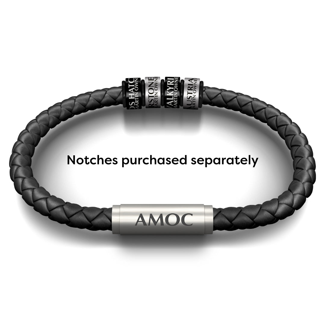PREMIUM LEATHER AMOC NOTCH BRACELET (BLACK)