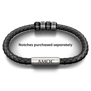 PREMIUM LEATHER AMOC NOTCH BRACELET (BLACK)