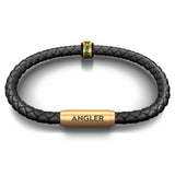 Personal Best Catch Notch & Angler Bracelet (Black Leather with Brass Clasp)