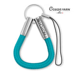 Aqua Marine OceanYARN Loop Phone Dangler with stainless steel ends
