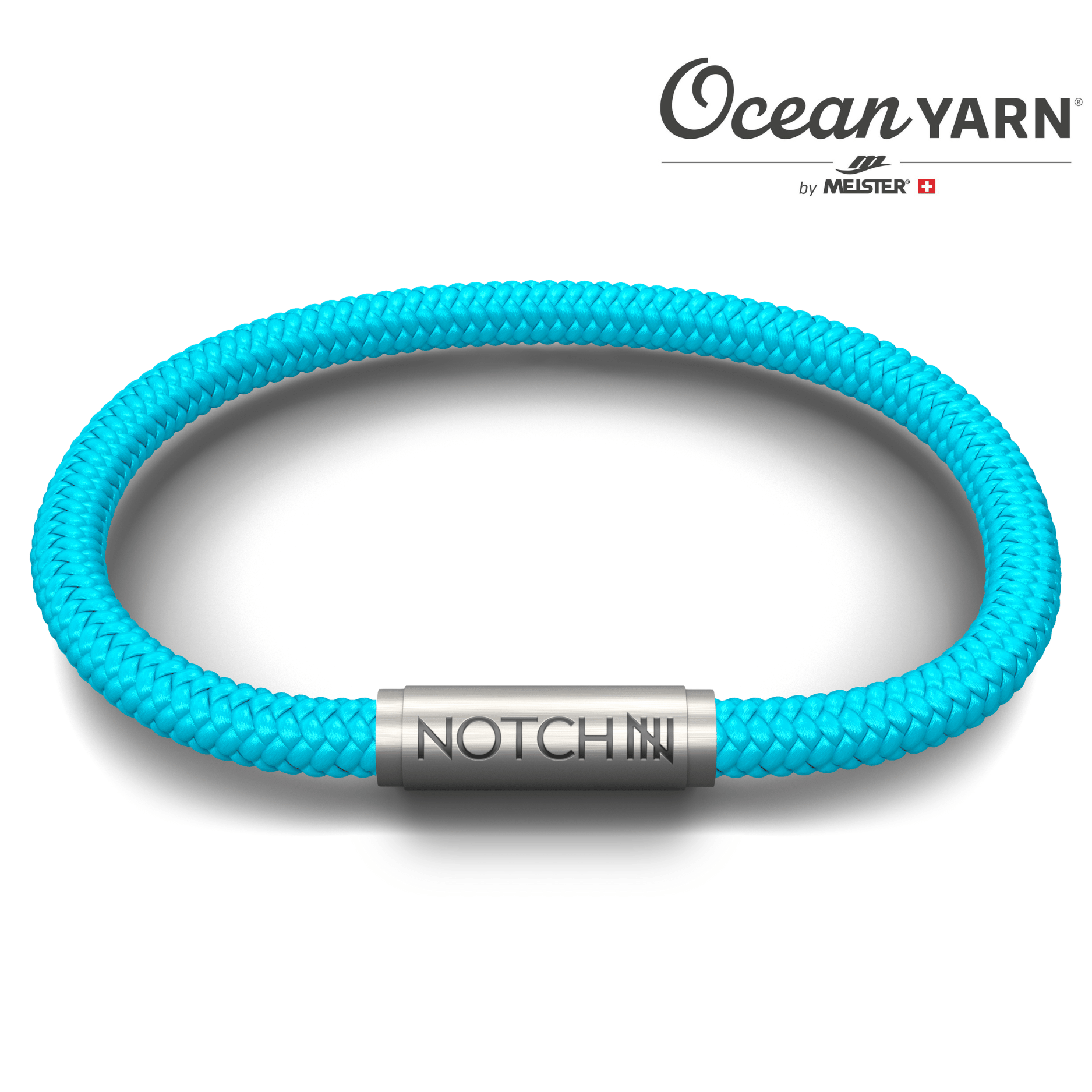 Sustainable OceanYarn NOTCH Bracelet - Aqua Marine with Stainless Steel Clasp