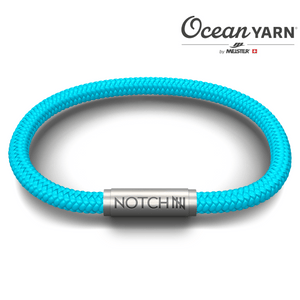 Sustainable OceanYarn NOTCH Bracelet - Aqua Marine with Stainless Steel Clasp
