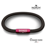 BADASS MOTHER RUNNER NOTCH Bracelet Jet Black with Hot Pink Clasp
