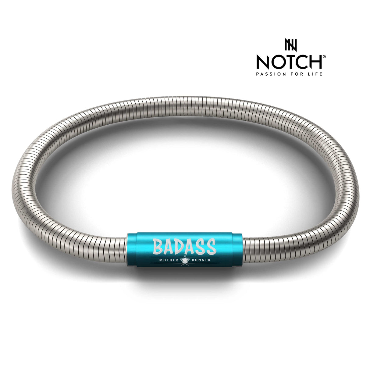 BADASS MOTHER RUNNER NOTCH Bracelet Signature with Teal Clasp