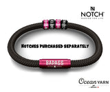 BADASS MOTHER RUNNER NOTCH Bracelet Jet Black with Hot Pink Clasp