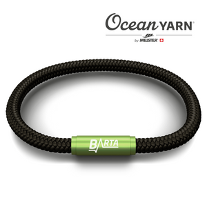 Sustainable OceanYarn BARTA NOTCH Bracelet - Jet Black with Lime Clasp