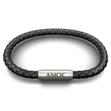 PREMIUM LEATHER AMOC NOTCH BRACELET (BLACK)