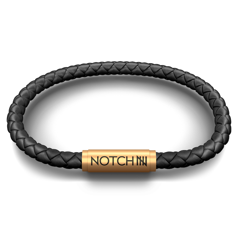 Premium Black Leather NOTCH Bracelet with Brass Clasp