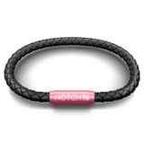Premium Black Leather NOTCH Bracelet with Pink Clasp