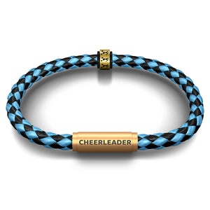 High-V Jump Notch & Cheerleader Bracelet (Electric Blue with Brass Clasp)