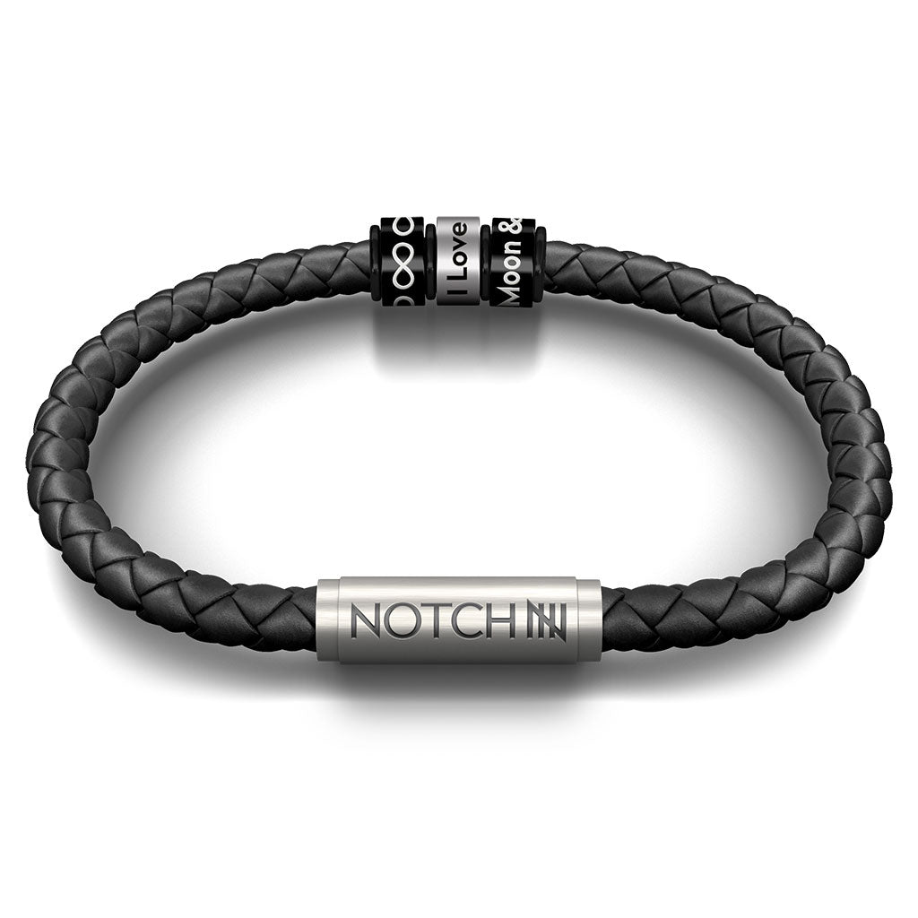Infinity Leather Bracelet with Stainless Steel Clasp