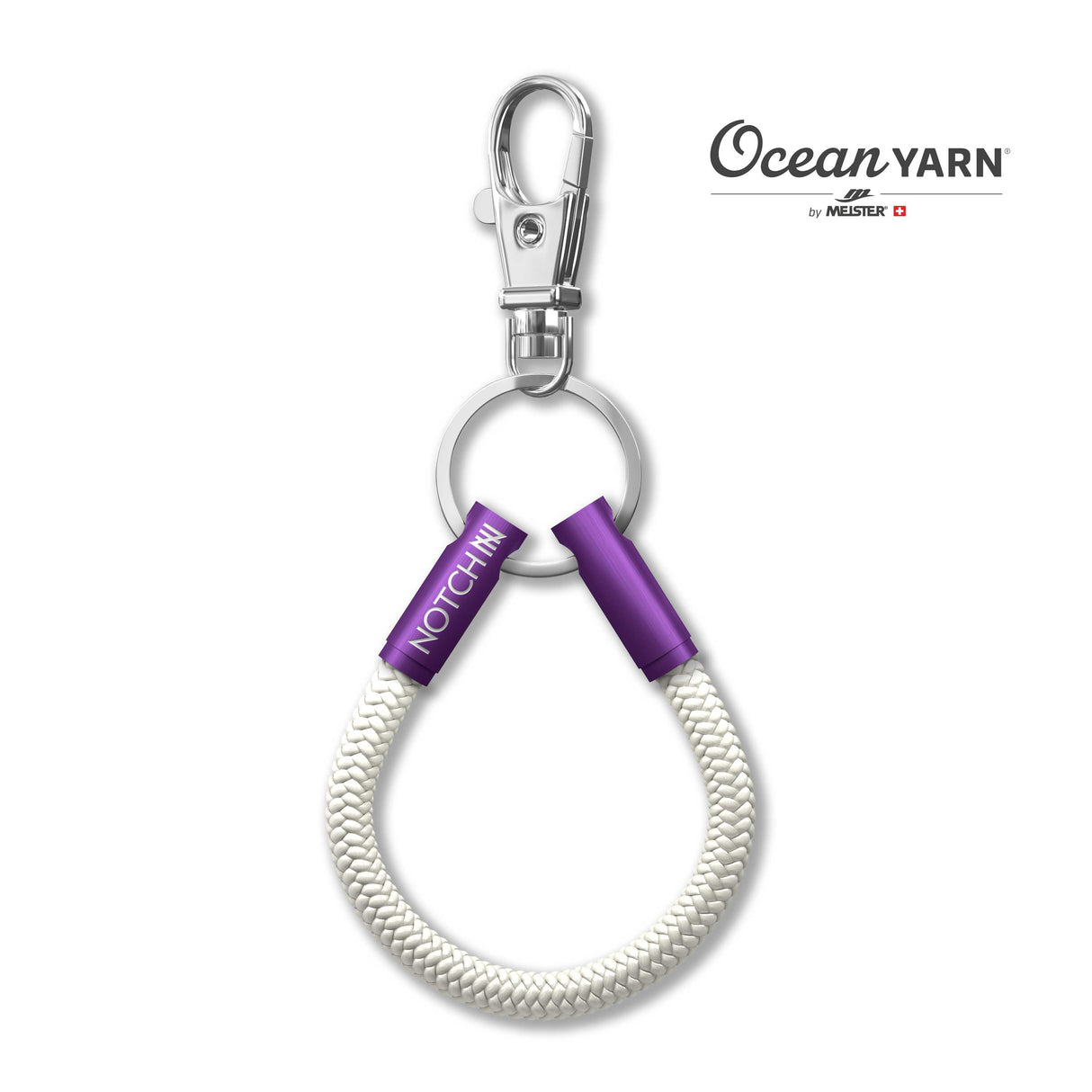 Sustainable OceanYarn NOTCH Loop - Natural with purple aluminium ends