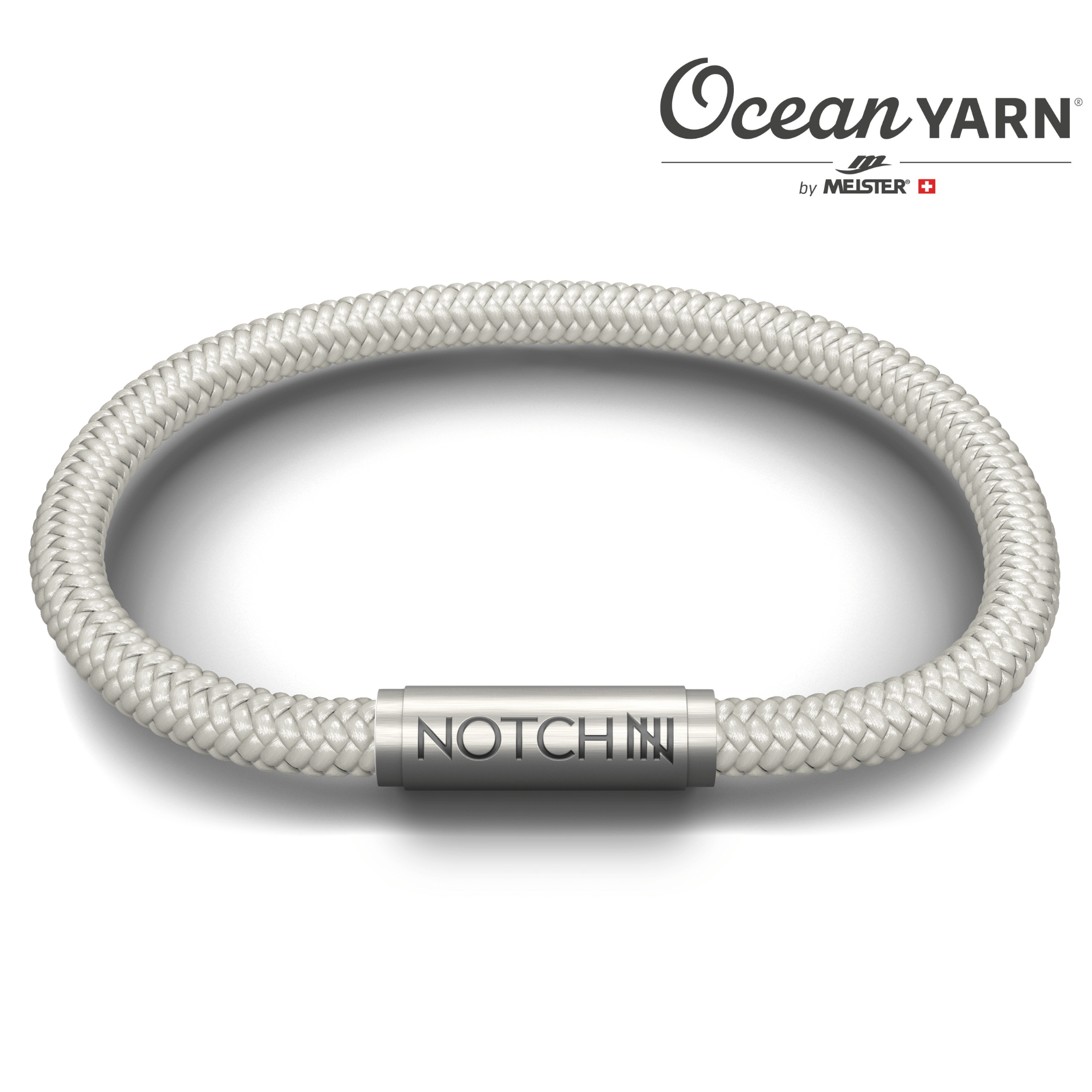 Sustainable OceanYarn NOTCH Bracelet - Natural with Stainless Steel Clasp