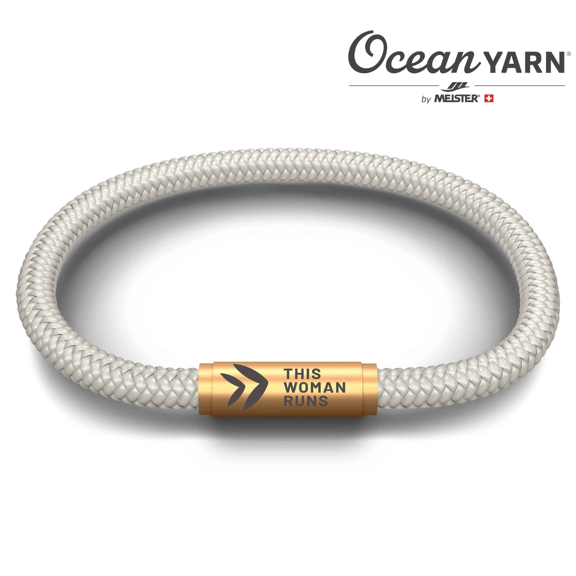 This Woman Runs OceanYarn NOTCH Bracelet - Natural with Brass Clasp