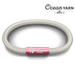 This Woman Runs OceanYarn NOTCH Bracelet - Natural with Pink Clasp