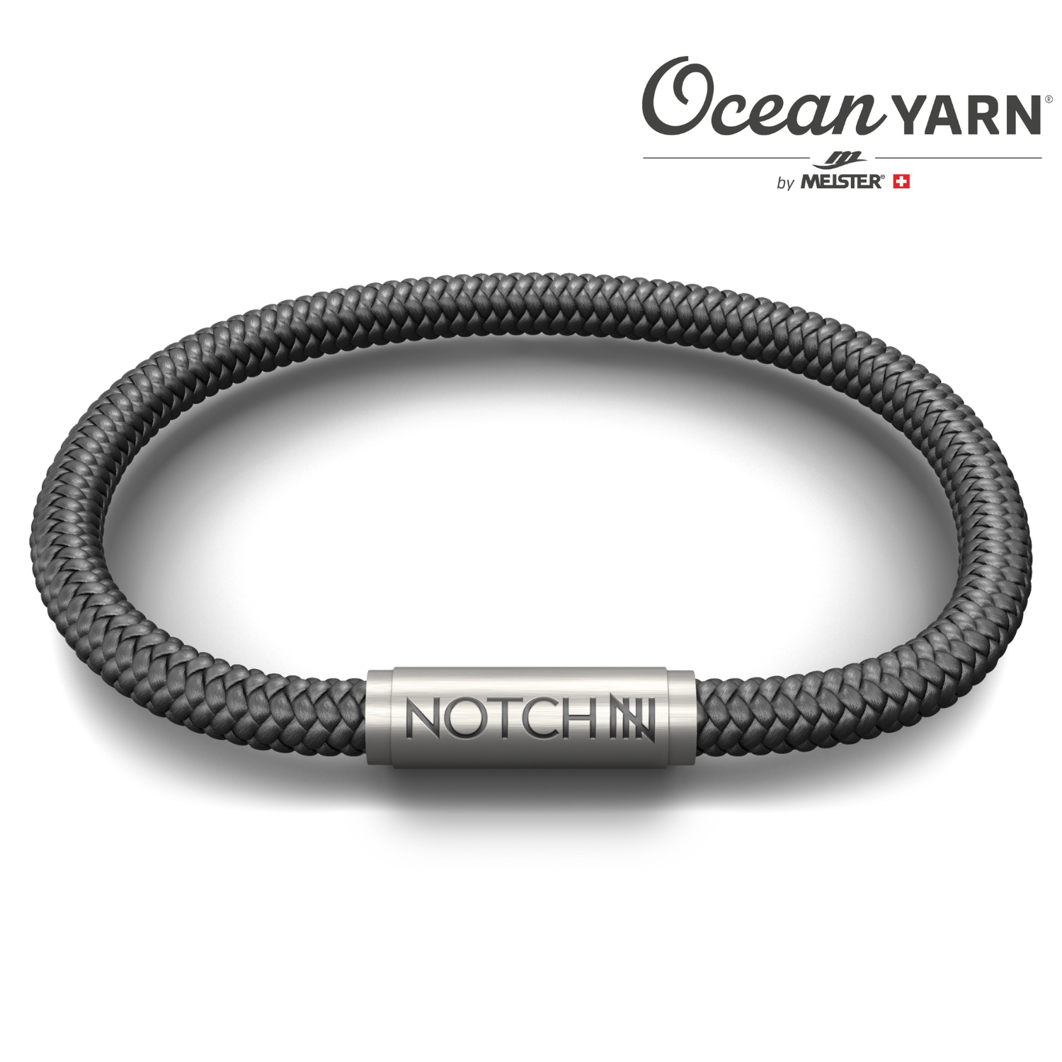 Sustainable OceanYarn NOTCH Bracelet - Orca with Stainless Steel Clasp