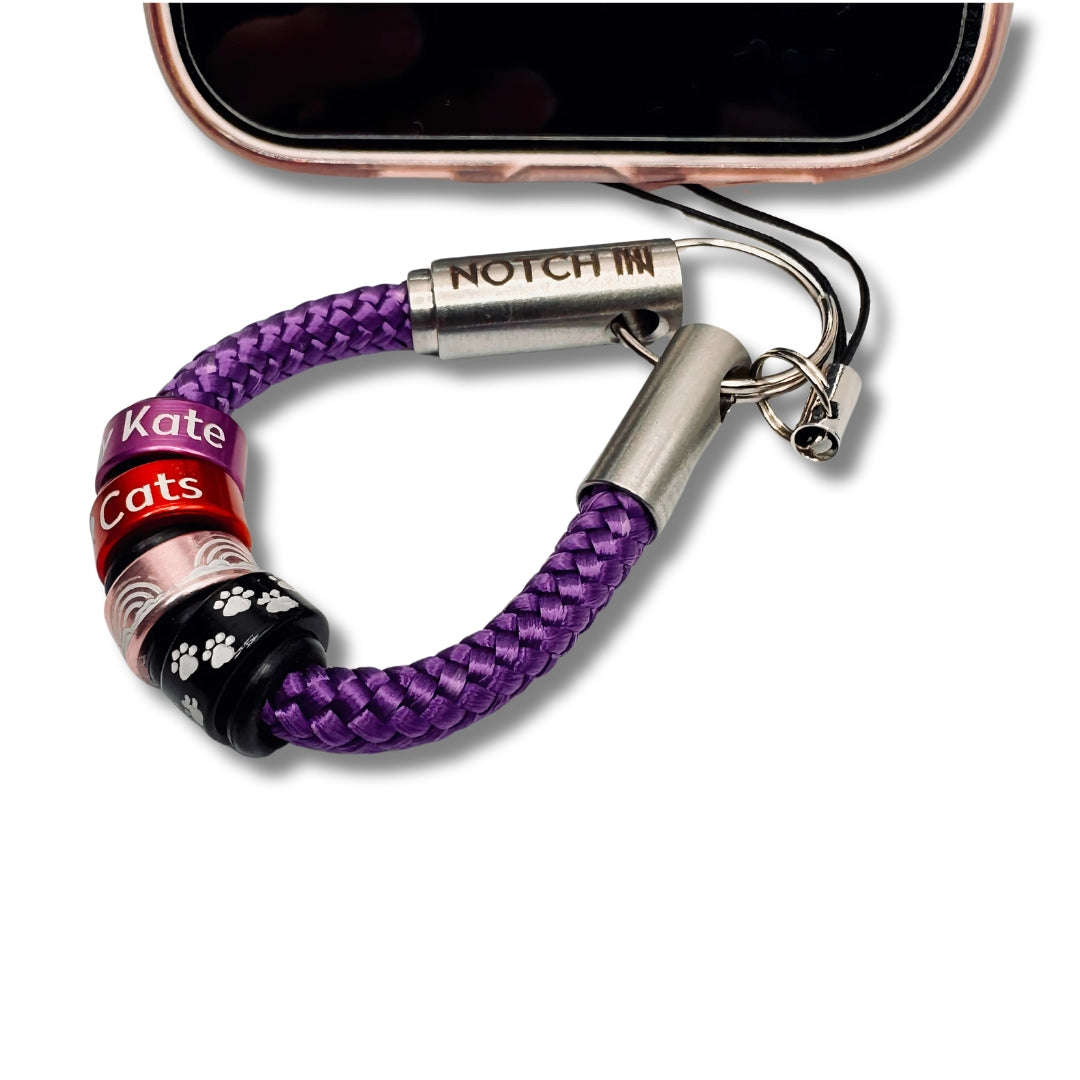 Plum Cord Loop Phone Dangler with stainless steel ends