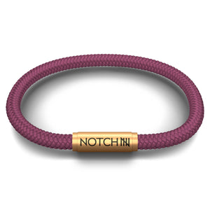 Solid Plum Cord NOTCH Bracelet with Brass Clasp