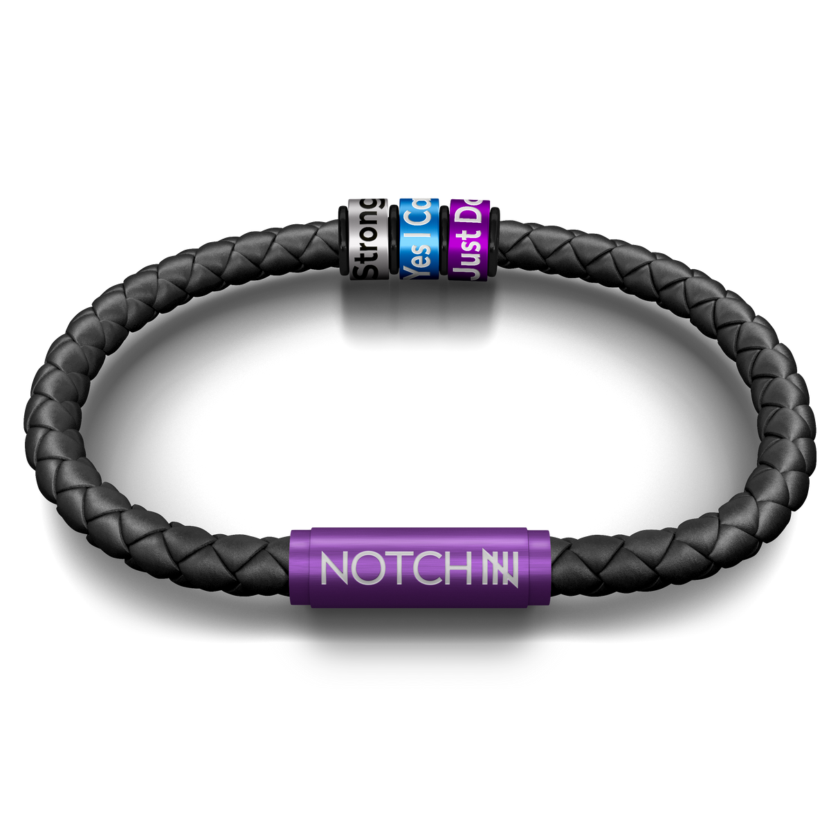 Stronger Life Leather NOTCH Bracelet with Three Personalised NOTCH Charms