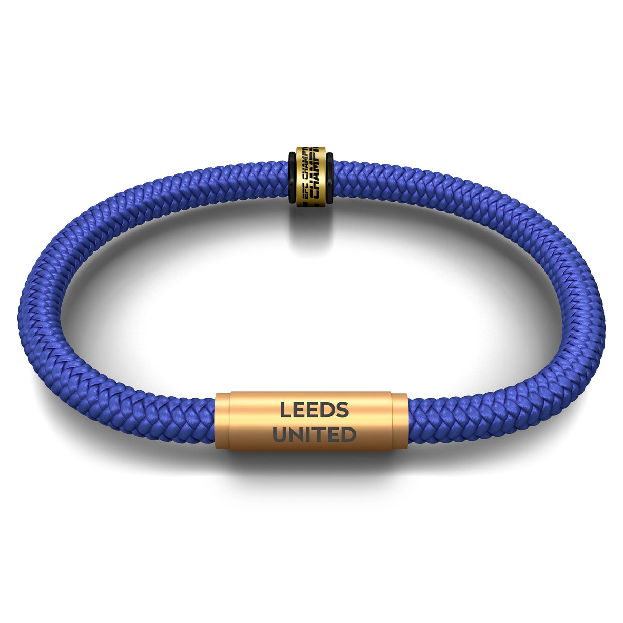 LUFC EFL Championship Champions 2025 Notch & Leeds United Bracelet (Blue with Brass Clasp)