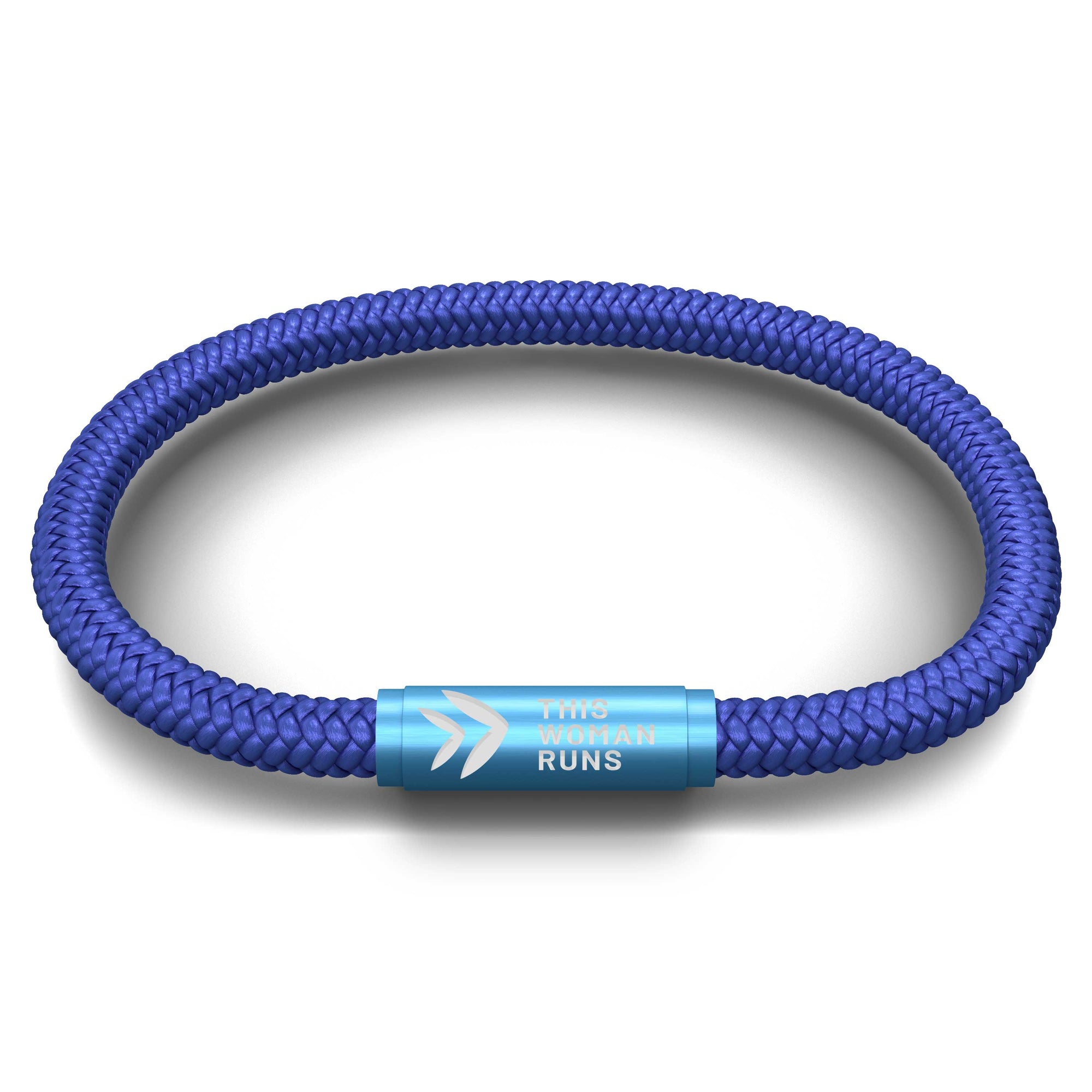 This Woman Runs Solid Blue Cord NOTCH Bracelet with Blue Clasp