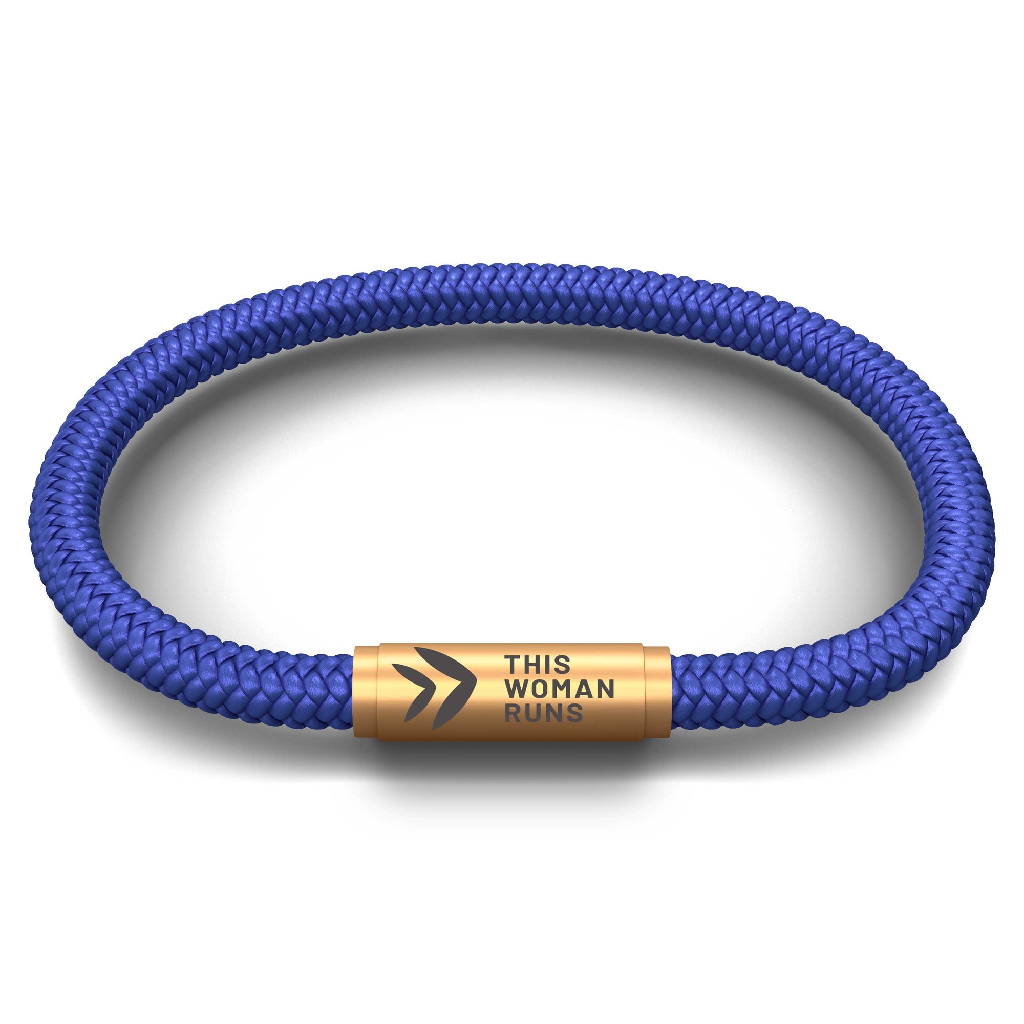 This Woman Runs Solid Blue Cord NOTCH Bracelet with Brass Clasp