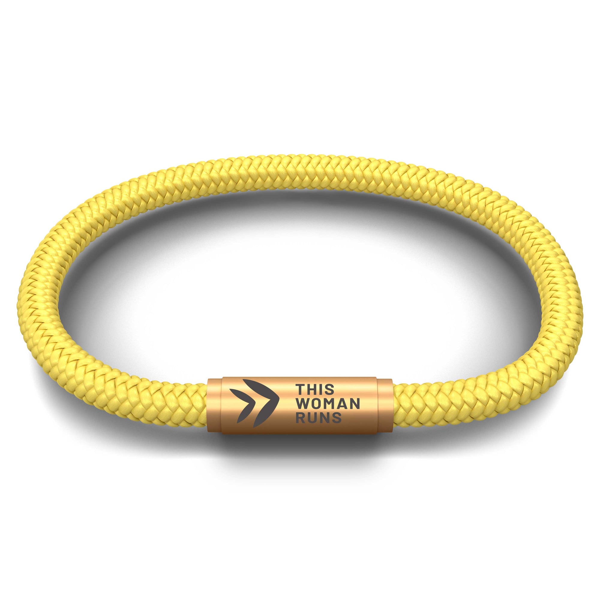 This Woman Runs Solid Yellow Cord NOTCH Bracelet with Brass Clasp