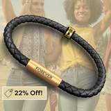 Together Forever Leather Bracelet with Brass Clasp