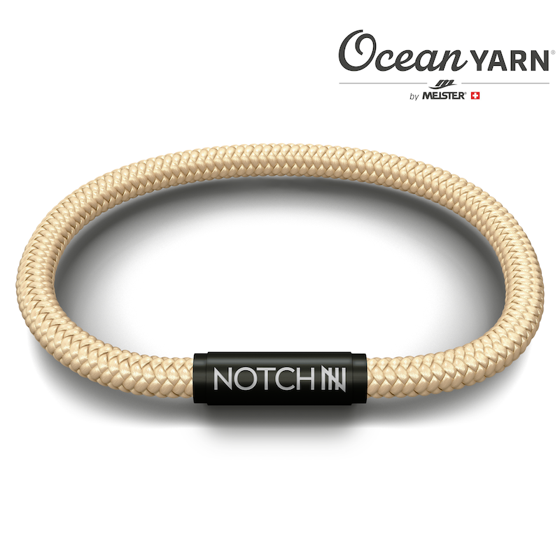 Sustainable OceanYarn NOTCH Bracelet - Sand with Black Clasp