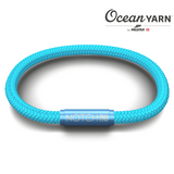Sustainable OceanYarn NOTCH Bracelet - Aqua Marine with Blue Clasp