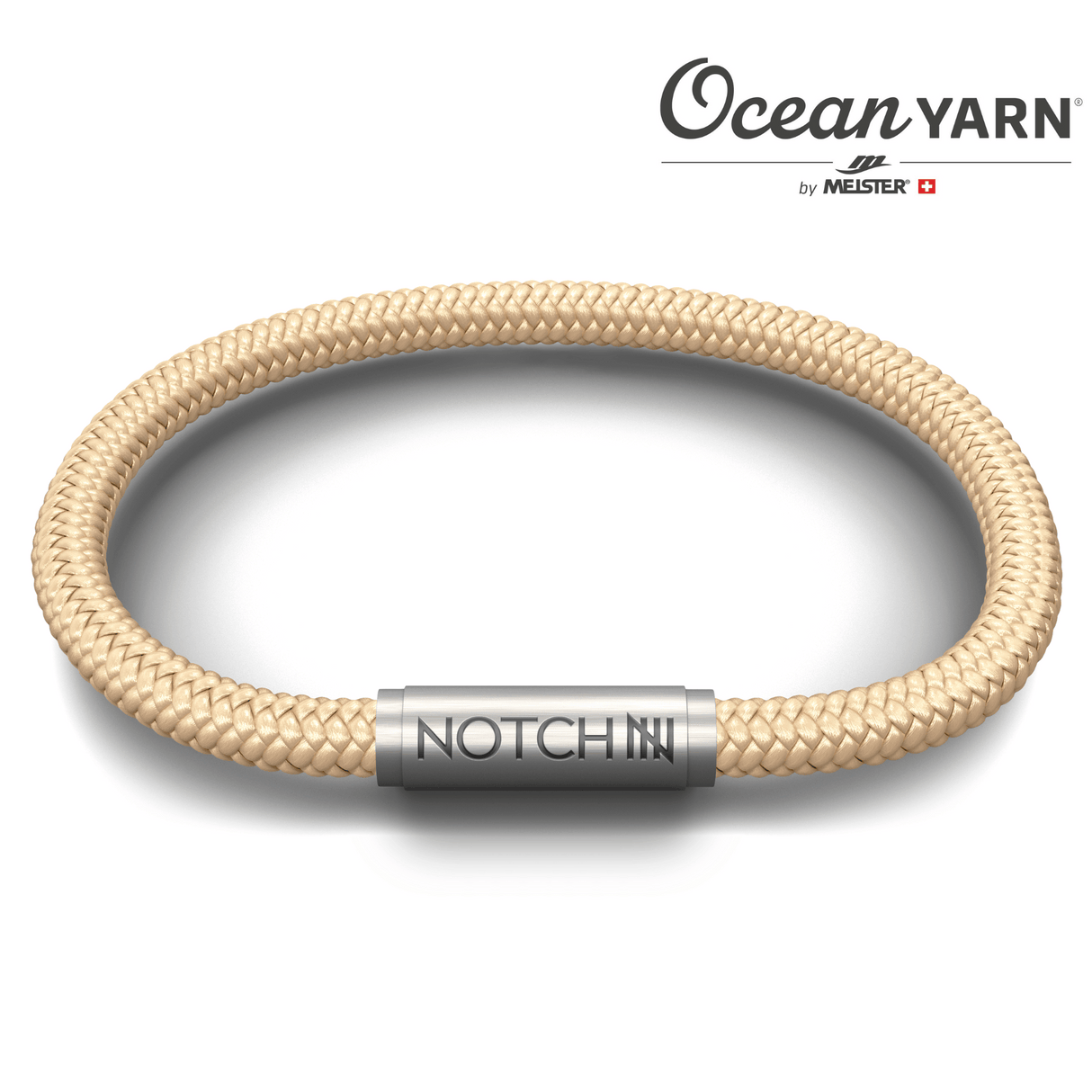 Sustainable OceanYarn NOTCH Bracelet - Sand with Stainless Steel Clasp