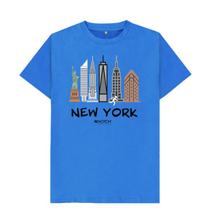 Bright Blue New York 26.2 Black Text Men's T-Shirt