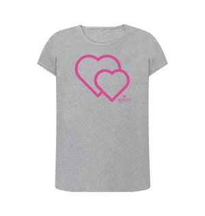 Athletic Grey Women's Pink Heart T-Shirt