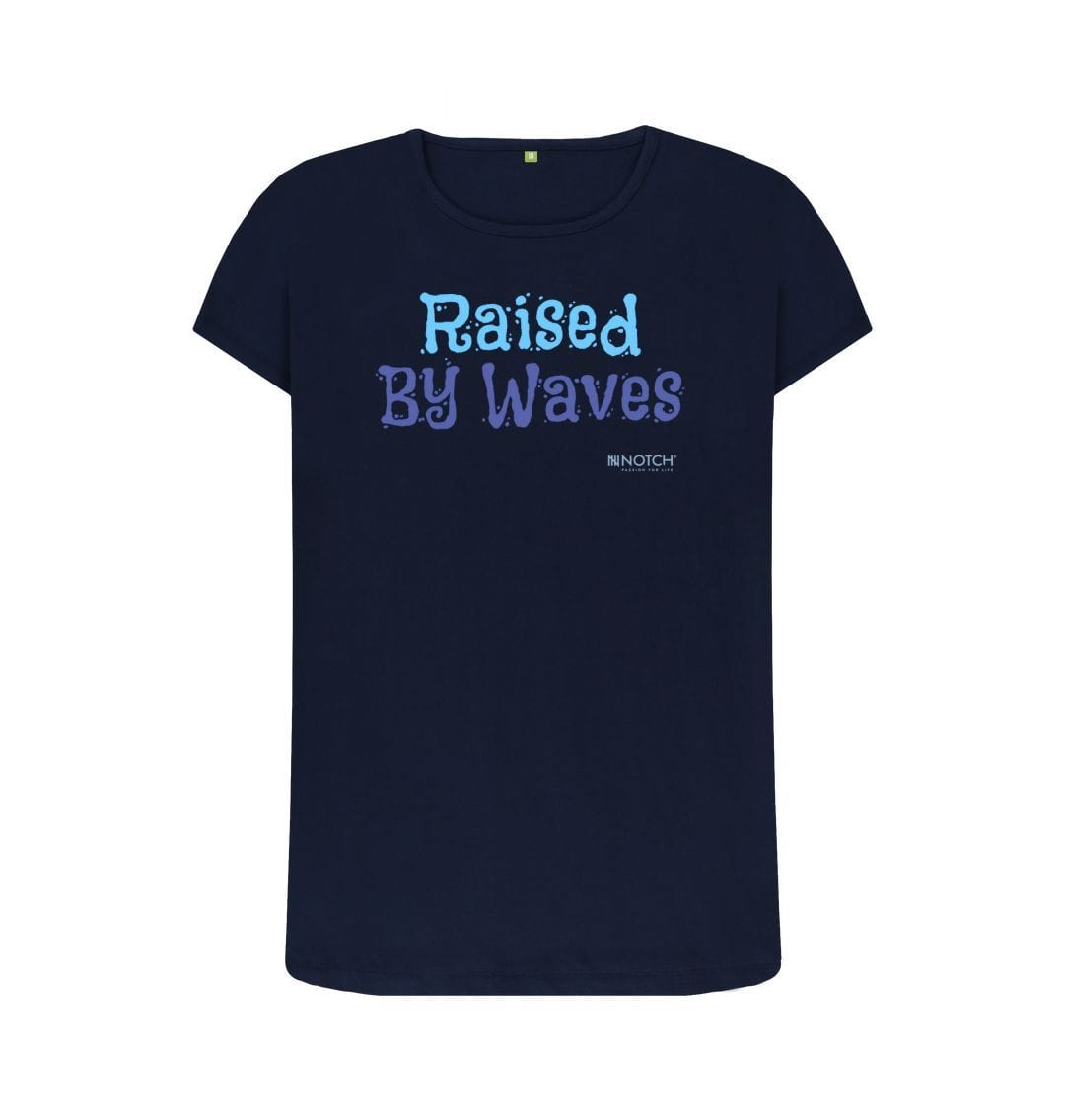Navy Blue Women's Raised By Waves T-Shirt