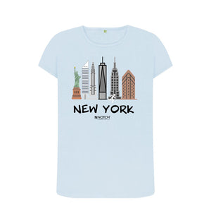 Sky Blue New York 26.2 Black Text Women's T-Shirt