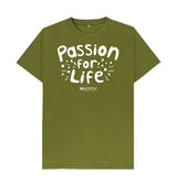 Moss Green Men's White Bubble Passion For Life T-Shirt