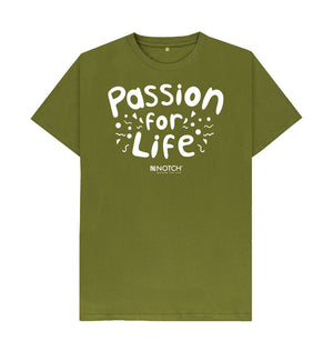 Moss Green Men's White Bubble Passion For Life T-Shirt