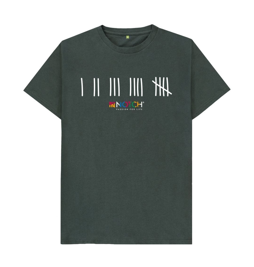 Dark Grey Men's White Tally T-Shirt