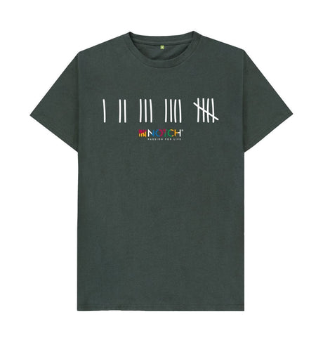 Dark Grey Men's White Tally T-Shirt