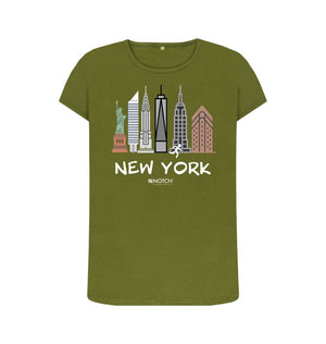 Moss Green New York 26.2  White Text Women's T-Shirt