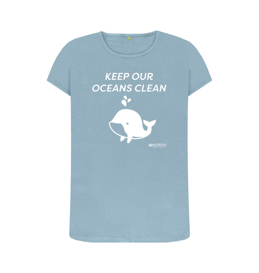 Stone Blue Women's Keep Our Oceans Clean T-Shirt