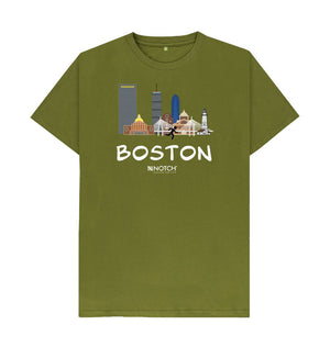 Moss Green Boston 26.2 White Text Men's T-Shirt