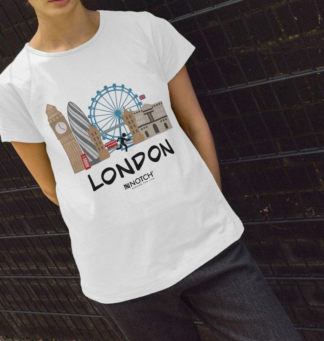 Women's 26.2 London Black Text T-Shirt