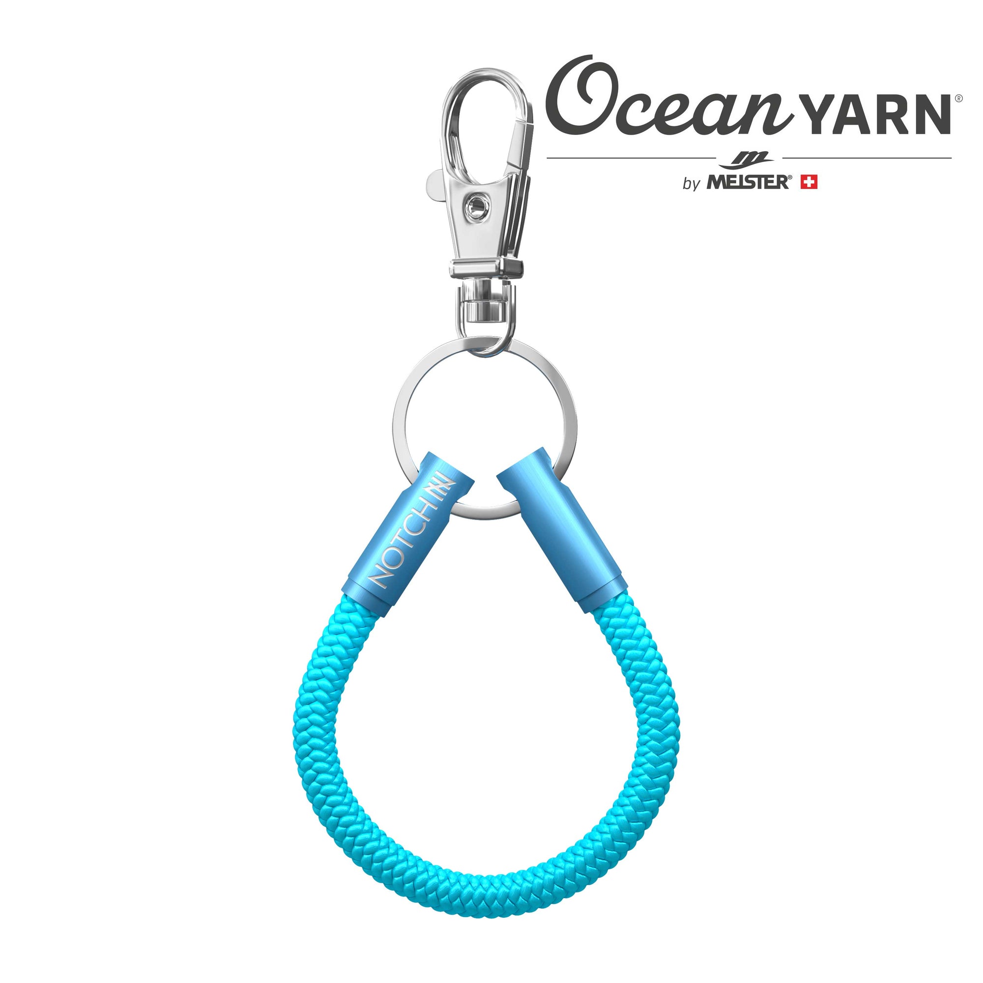 Sustainable OceanYarn NOTCH Golf Loop - Aqua Marine with blue aluminium ends