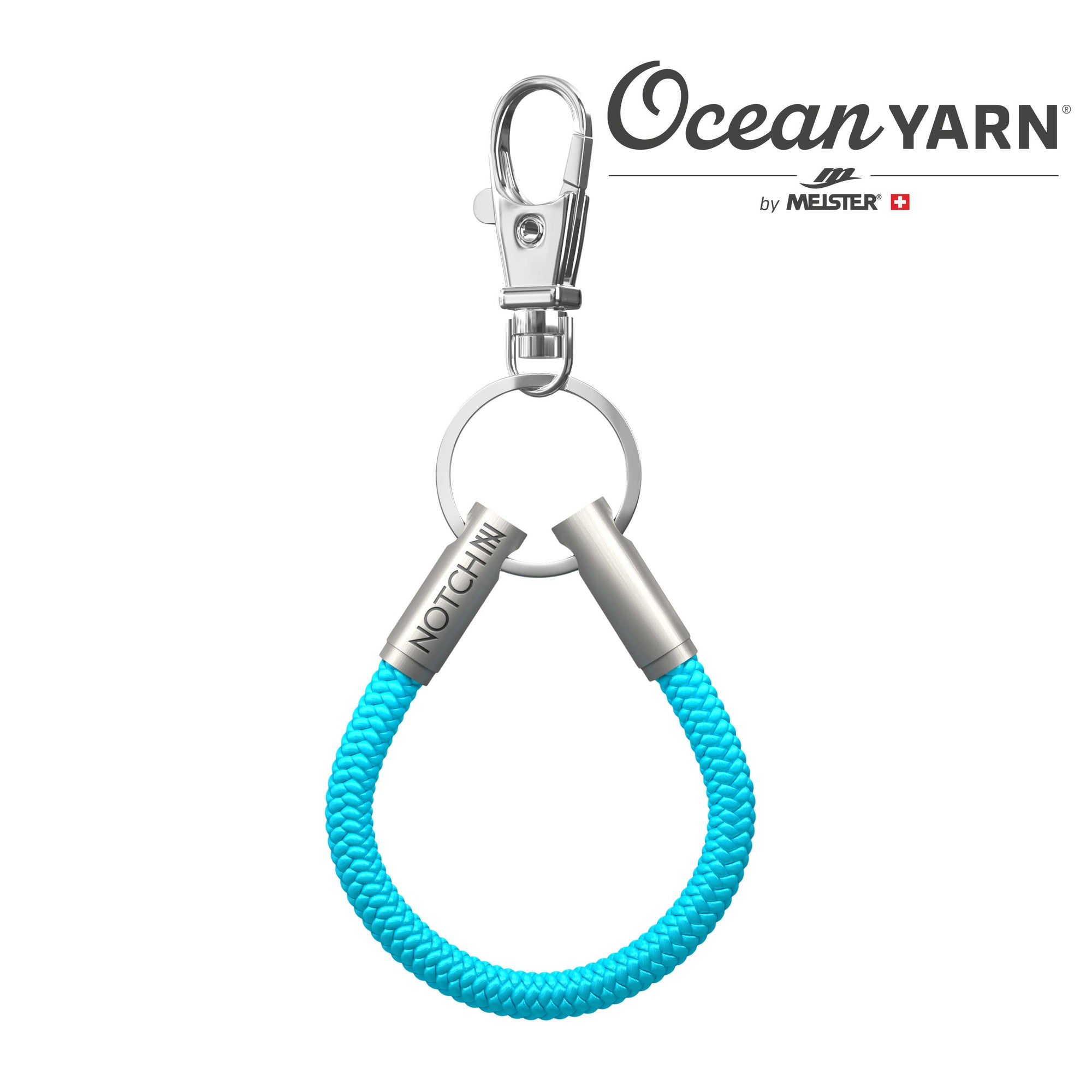 Sustainable OceanYarn NOTCH Loop - Aqua Marine with stainless steel ends
