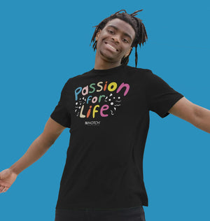 Men's Black Multicoloured Bubble Passion For Life T-Shirt
