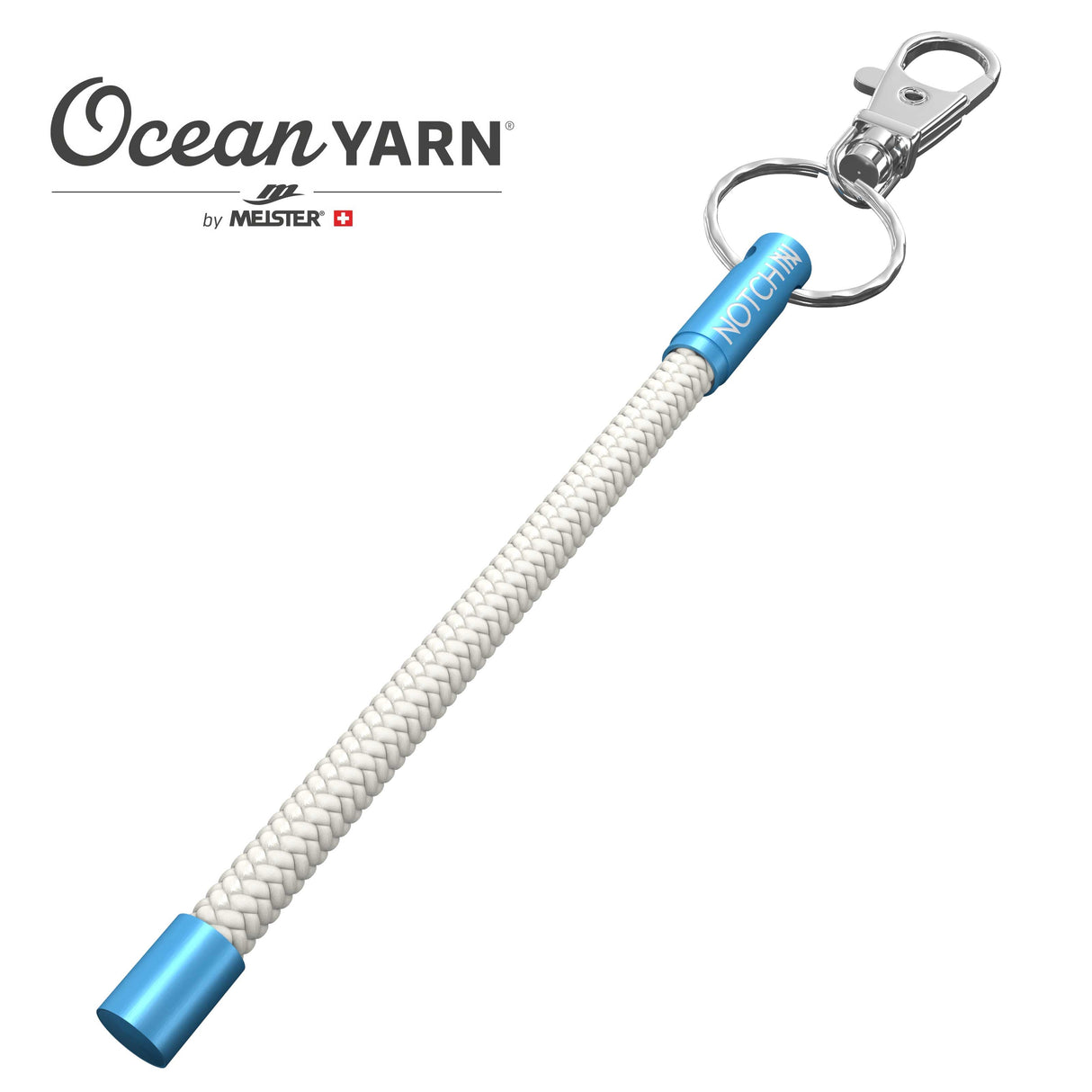 Sustainable OceanYarn Geocaching NOTCH Tale - Natural with blue aluminium ends
