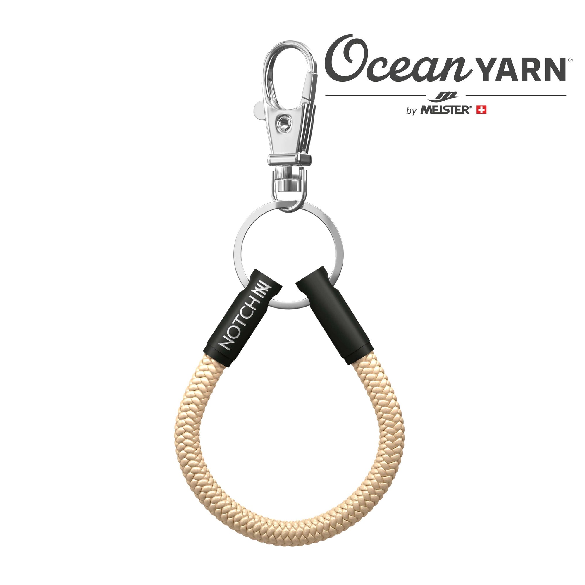 Sustainable OceanYarn NOTCH Loop - Sand with black aluminium ends by the CGA